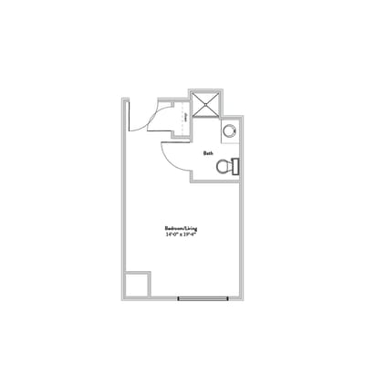 Architectural floor plan of a resident room