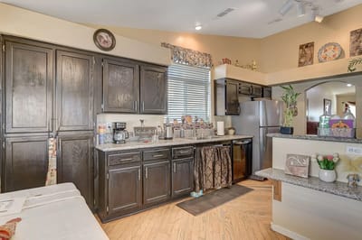 Interior view of a kitchen in a senior living facility
