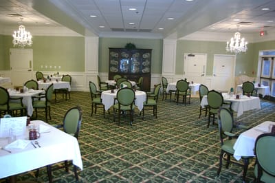 Dining room set up for a meal service