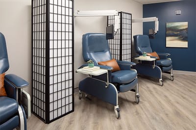 Interior view of a comfort area with recliners
