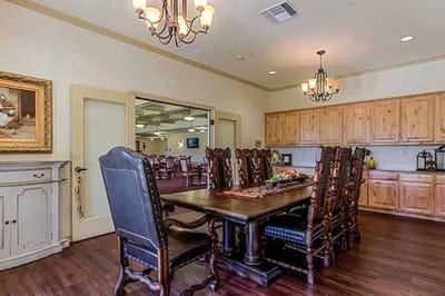 Interior dining area with wooden table and chairs
