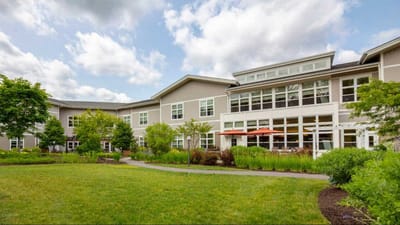 Exterior view of the facility and its gardens