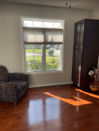 Cozy corner of a room with sunlight.