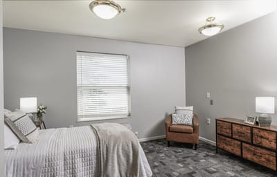Bright, cozy resident room with modern decor.