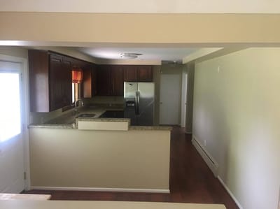 Interior view of a kitchen area in a living space.