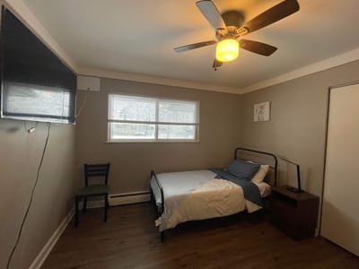 Private bedroom in a senior living facility.
