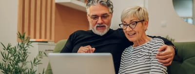 Senior couple enjoying a video call together