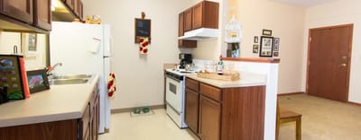 Interior view of a kitchen in a resident unit