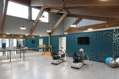 Interior view of a fitness area with exercise equipment