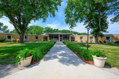 Pathway leading to the front entrance of the facility