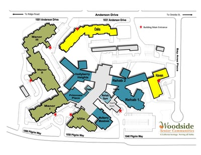 Map layout of Woodside Senior Communities