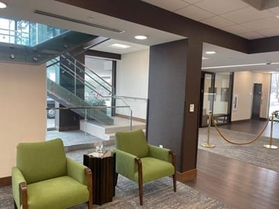Interior seating area with modern furnishings