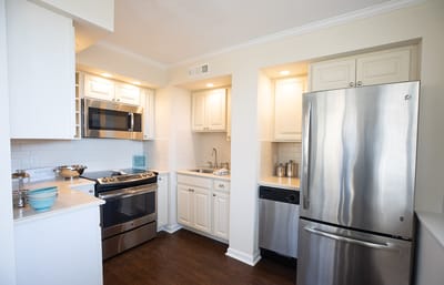 Bright kitchen area with modern appliances