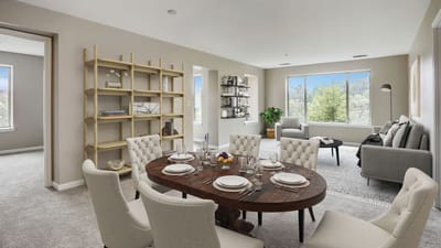 Stylish dining area in a senior living apartment