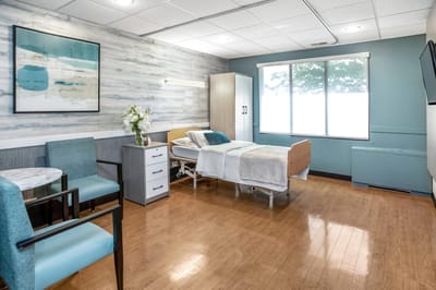 Bright, spacious interior of a resident room
