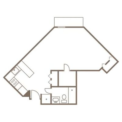 Architectural floor plan of a resident unit