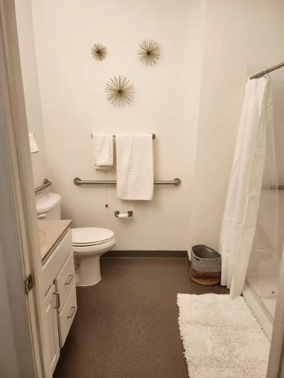 Bright and clean bathroom with modern fixtures