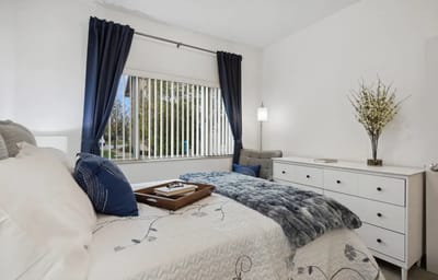 A well-furnished private resident room with natural light