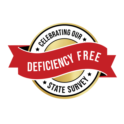 Logo celebrating deficiency-free state survey status
