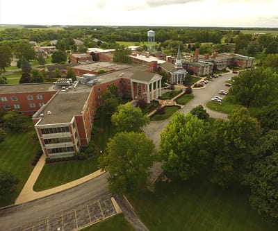 Aerial view of Elizabeth Scott Community's campus