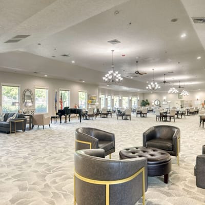 Spacious common area with seating and decor