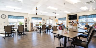 Interior view of a common area in a senior living facility