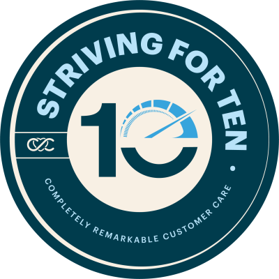 A logo promoting customer care excellence