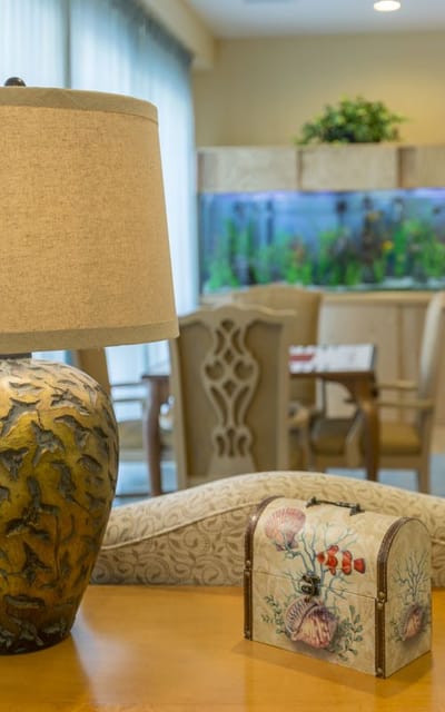 Interior common area with lamp and decorative box