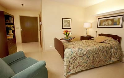 Private room interior with floral arrangement