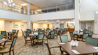 Interior dining area with tables and chairs