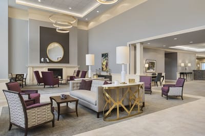 Modern common area with seating and decor