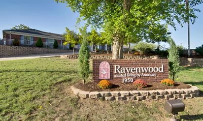 Building exterior sign of Ravenwood Senior Living
