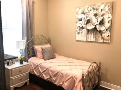 Cozy resident room with floral decor