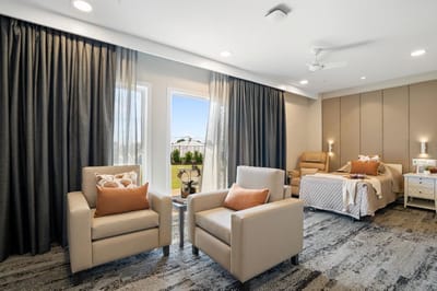 Bright shared resident room with modern decor