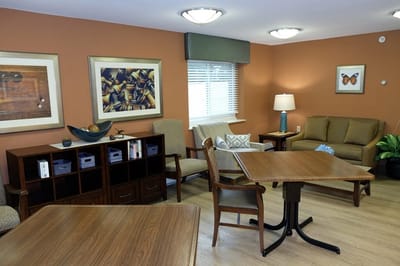 Comfortable common area with seating and decor