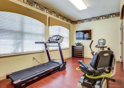 Interior view of a fitness room with equipment