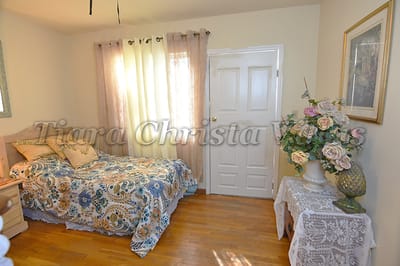 Private resident room with floral decor and window light