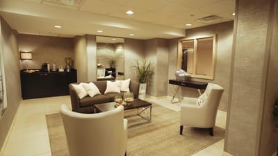 A cozy interior seating area with modern decor