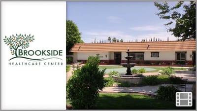 Logo of Brookside Healthcare Center with outdoor view