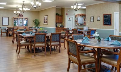 Dining area with tables set and decor