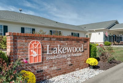 Exterior sign of Lakewood Senior Living facility