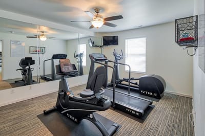Interior view of a fitness room with equipment