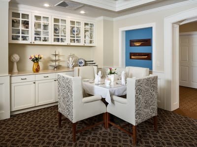 Elegant dining area with table settings