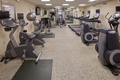 Well-equipped fitness center with exercise machines