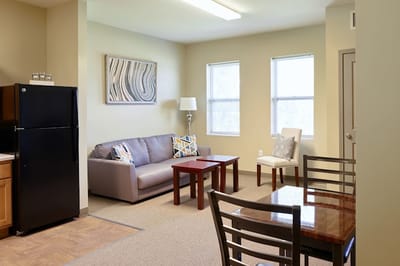 Interior view of a living space in a senior facility