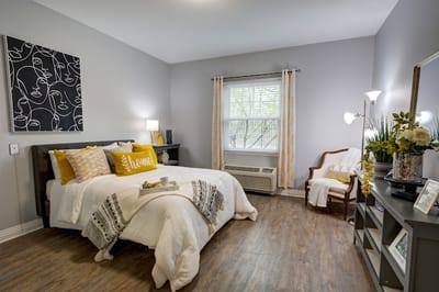 Cozy resident room with decor and amenities