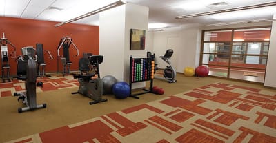 Interior view of the fitness area with gym equipment