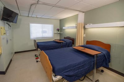 Two single beds in a patient room