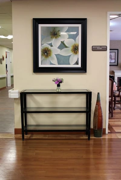 Interior view of a decorated common area
