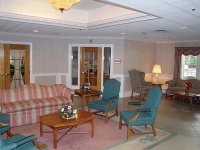 Comfortable seating area in a facility common space.